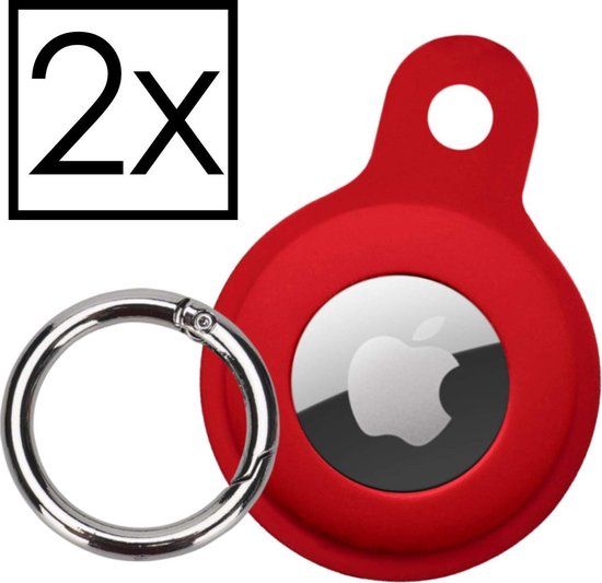 Hoesje voor Apple AirTag - Siliconen - Donkerrood - 2 stuks