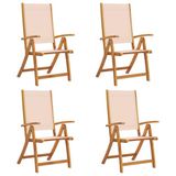 vidaXL Klapstoelen - 4 stuks - massief acaciahout en textilene