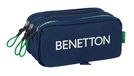 Safta Benetton Green Pennenetui met 3 vakken, voor kinderen, ideaal voor kinderen op schoolleeftijd, comfortabel en veelzijdig, kwaliteit en duurzaamheid, 21,5 x 8 x 10 cm, Donkerblauw, M, Casual