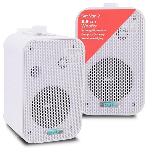 Pyle Luidsrekersysteem- Waterdichte Speakers – Luidspreker voor Buiten- Weerbestendige Wand- en Plafondgemonteerde Luidsprekers- Geschikt voor Zwembad, Patio en Binnengebruik - Wit