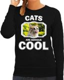 Bellatio Decorations Dieren Dames Katten Sweater Zwart - Cats are Serious Cool Trui - Cadeau Sweater Gekke Poes/ Katten Liefhebber L