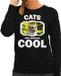 Bellatio Decorations Dieren Dames Katten Sweater Zwart - Cats are Serious Cool Trui - Cadeau Sweater Gekke Poes/ Katten Liefhebber L