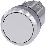 Siemens 3SU10500AB600AA0 3SU1050-0AB60-0AA0 Druktoets Metalen frontring, Hoogglans, Bedieningsknop vlak Knop Wit 1 stuk(s) Piece