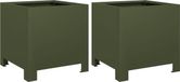 vidaXL Plantenbakken 2 st 30x30x30 cm staal olijfgroen