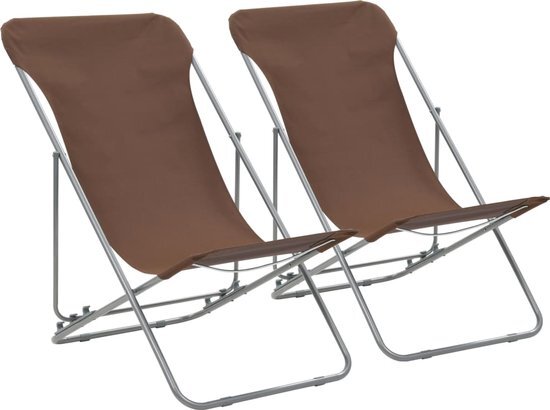 vidaXL Strandstoelen inklapbaar staal en oxford stof bruin 2 st