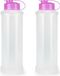 PlasticForte Bouteille d'eau/bidon - 2x - 1600 ml - transparent/rose - plastique