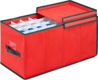 Merkloos Relaxdays Kerstballen opbergbox - voor 128 ballen - 30x30x60 cm - rood-groen
