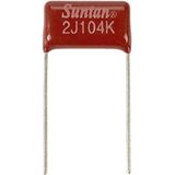 Suntan TS02002J104KSB0E0R 1 stuk(s) Foliecondensator 100 nF 630 V 10 % 15 mm (l x b x h) 8 x 19 x 12 mm Piece