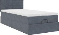 vidaXL Ottoman bed with mattress, dark grey, 90x190 cm, velvet