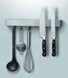 Metaltex - Magnetische Messenhouder Metallika met Verstelbare Haken - Messenmagneet - Magneetstrip voor Keukenmessen en Keukengerei - RVS - 39 cm