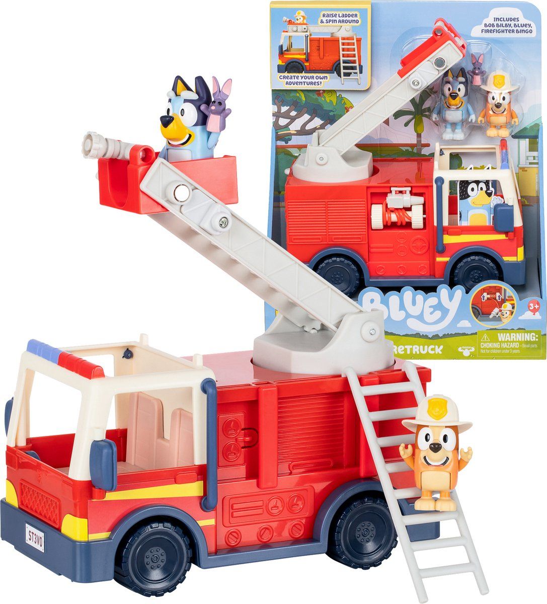 Moose Toys BLUEY - Bluey's Brandweerwagen Speelset - incl. Bluey en Bingo speelfiguren