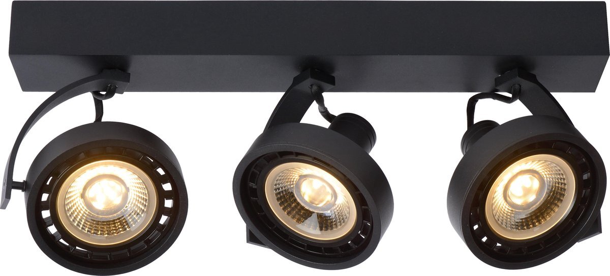 Lucide DORIAN - Plafondspot - LED Dim to warm - GU10 - 3x12W 2200K/3000K - Zwart