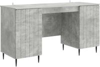 vidaXL Bureau met plank Betongrijs 142,5 x 50 x 75 cm Bewerkt hout