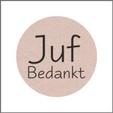 kadoonline Sticker - "Juf Bedankt" - Etiketten - 40mm Rond - Bruin/Zwart - 500 Stuks