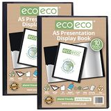 eco-eco A5 formaat 50% gerecycled 10 vakken zwart presentatie display boek, opbergkoffer portfolio kunstmap met plastic hoezen, eco041x2, (Pack van 2 boeken)