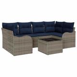 vidaXL - Tuinbank - Set - Grijs - 55 x 55 x 37 cm - poly rattan