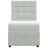 vidaXL Boxspringbed met matras, fluweel, lichtgrijs, 120x190 cm