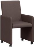 vidaXL Chaises de salle à manger avec roulettes 2 pièces Tissu Marron foncé