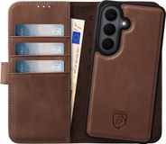 Rosso Elite Hoesje Geschikt voor Samsung Galaxy S26 | Compatibel met MagSafe / Qi2 | Book Case en Back Cover | Magnetisch Uitneembaar | Echt Leer Beschermhoes met Pasjeshouder | Bruin