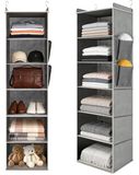 Organisateur de placard - Suspendu - 6 compartiments - 30 x 30 x 120 cm - Gris