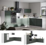 Vicco Hoekkeuken Fame-Line, Groen-Goud Landhuis/Wit, 347 x 207 cm, WB Marmer
