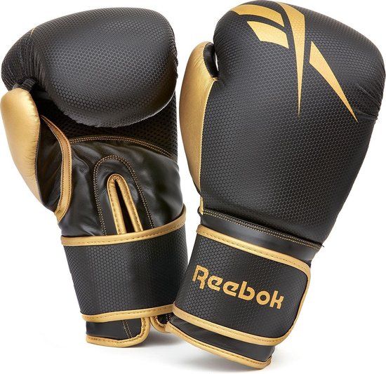 Reebok bokshandschoenen en wrap set 12oz - Zwart/Goud - Unisex - Volwassenen