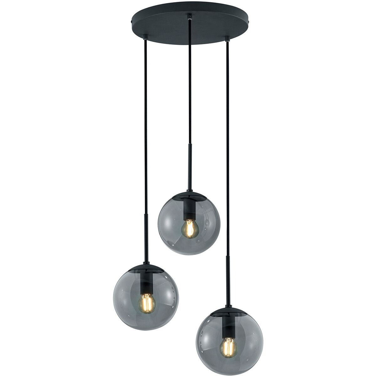 BES LED Trion Balina Hanglamp - E14 - 3-lichts - Rond - Mat Zwart - Ø30cm
