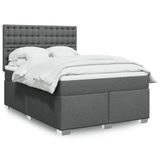 Maison Exclusive - Sommier à lattes de lit avec matelas Gris foncé 140x200cm Tissu