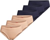 Conta Dames hipster slip 6 pack fijnrib blauw / beige