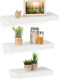 Relaxdays Wandplank, Set van 3, Verschillende Groottes, Woonkamer, Slaapkamer, MDF, Modern Design, Zwevende Plank, Wit