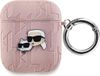 Karl Lagerfeld Étui Monogram Karl & Choupette Head pour AirPods 1 / 2 - Rose