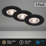 Briloner Set van 3 LED Inbouwspots - Zwart - Ø9 cm - IP44 - 5W - 460 Lm - 3000K