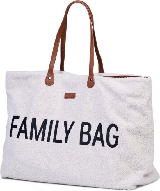 Childhome Family Bag, luiertas, reistas, weekend, grote inhoud, inclusief afneembare tas, Teddy Ecru