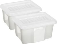 Sunware Set van 2x Opslagboxen Kunststof 24 Liter Transparant 42 x 33 x 22 cm met Afsluitbare Deksel