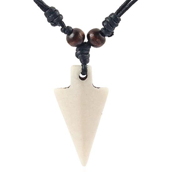 LGT JWLS Lookinggoodtoday Touw Ketting voor Mannen met Witte Pijl Kettinghanger van Hars