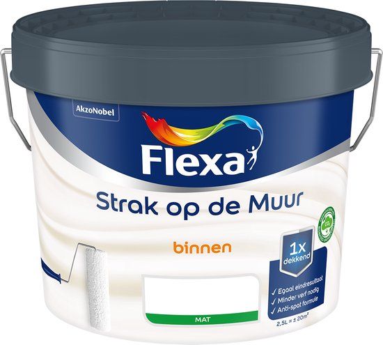 Flexa Strak op de Muur Muurverf - Leisteengrijs - 2.5 Liter - Mat