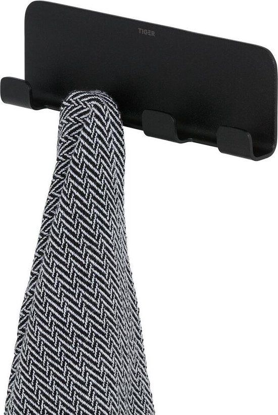 Tiger Colar Handdoekhaak Multi - Zwart - Zelfklevend - RVS