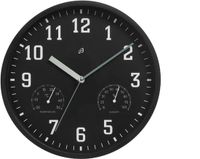 AURIOL Wandklok Zwart - Met Thermometer en Hygrometer