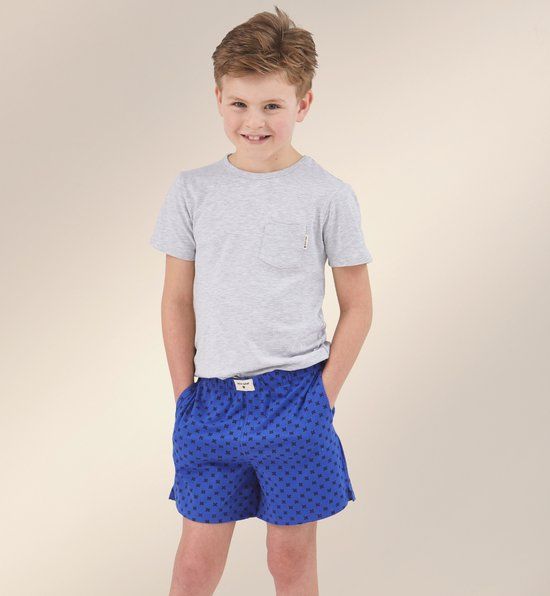 Little Label korte pyjama jongens - grijs/blauw - 146/152