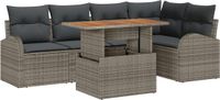 vidaXL Tuinbank - Set - 6 - st - Grijs - Poly - rattan