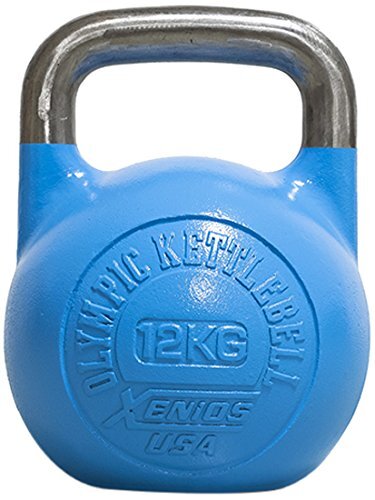 Xenios USA Staal Russische Girevoy kettlebell voor volwassenen, 12 kg, blauw, kettlebell