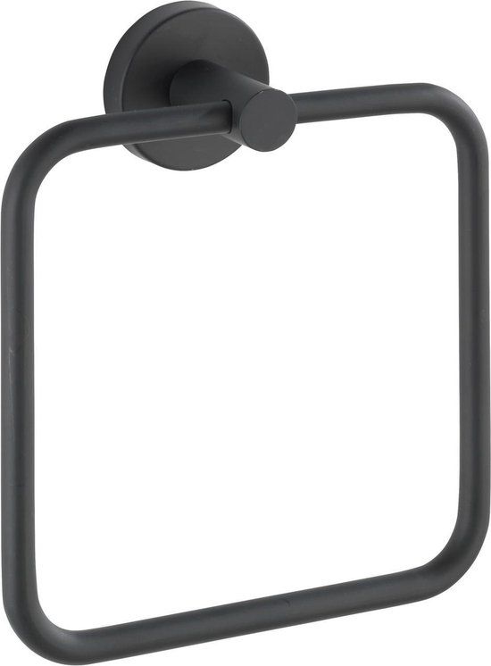 WENKO Bosio Handdoekring - Zwart - Industrieel Design - RVS