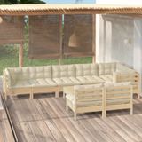 Maison Exclusive Ensemble de jardin pour 9 personnes, avec coussins crème, en pin massif