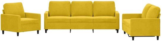 vidaXL 3-delige Loungeset met Kussens, Fluweel, Geel