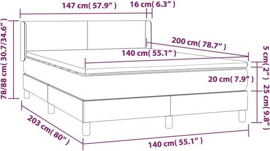 vidaXL Boxspring met matras stof donkerbruin 140x200 cm