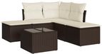 vidaXL 6-delige Loungeset met kussens, polyrattan, bruin