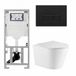 QeramiQ Dely Toiletset - 36.3x51.7cm - diepspoel - rimless - Geberit UP320 inbouwreservoir - met Burda frame - softclose toiletzitting - mat zwarte bedieningsplaat - rechtehoekige knoppen - glans wit (zwart)