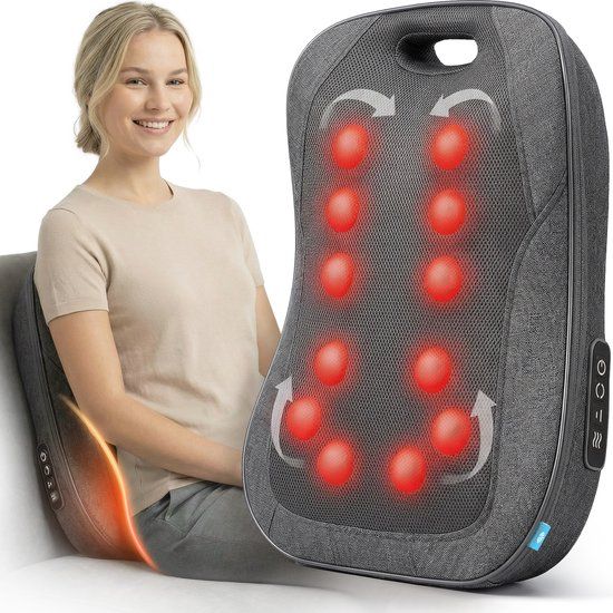 Lifeproducts Shiatsu Massagekussen met Warmtefunctie voor Rug, Nek en Meer