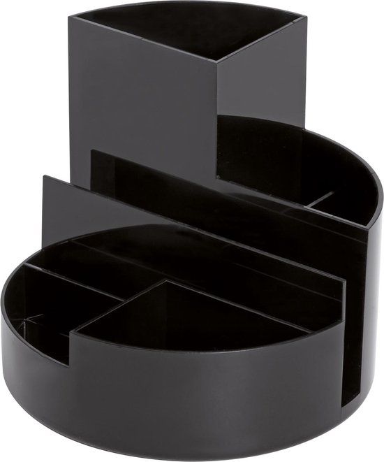MAULroundbox Pen Holder Black | 6 Compartments | Recycled Plastic