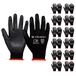 Velway Werkhandschoenen set van 12 paar – slijtvaste handschoenen – polyester PU-coating – veelzijdige tuinhandschoenen – voor mechanische industriële logistieke montage – zwart S/7